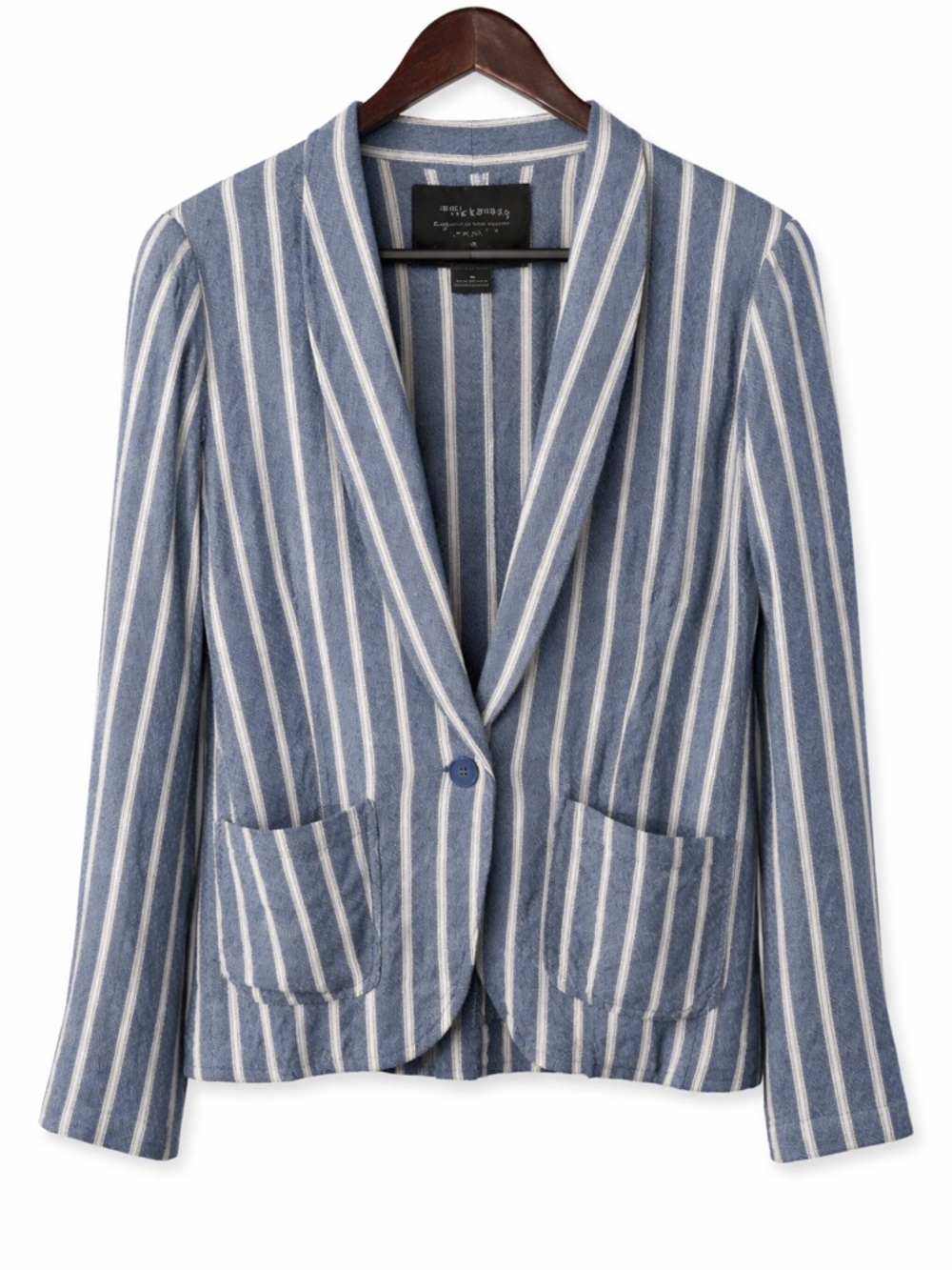 Sanctuary Blue White Striped Knit Blazer Jacket Size Medium
